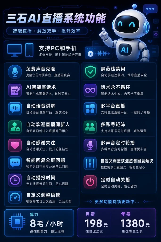 图片[3]-三石 AI 智能直播系统介绍-三石传媒